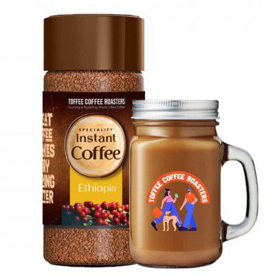 Toffee Coffee Roasters | Ethiopia Speciality Instant Coffee With Free Mason Jar | As Seen On Shark Tank | 100 gm