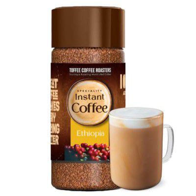 Toffee Coffee Roasters Instant Coffee 100 gm, Ethiopia Instant Coffee | As Seen On Shark Tank | 100% Arabica Coffee Powder | Ready in Seconds | Microground Technology
