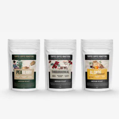 Toffee Coffee Roasters | Medium Roast Sampler Pack| As Seen On Shark Tank - Ground, Bag, 180 Gm