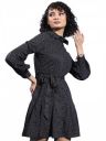Tokyo Talkies Black & White Polka Dot Printed Cuffed Sleeves Shirt Dress...