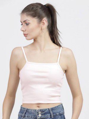 Tokyo Talkies Casual Noodle Straps Solid Women Pink Top