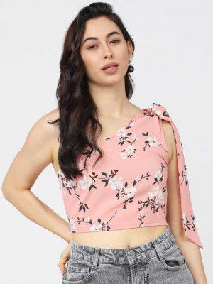 Tokyo Talkies  Casual Sleeveless Floral Print Women Pink Top