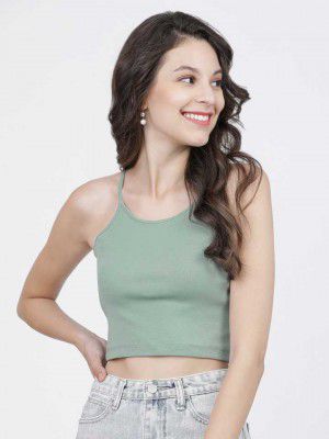 Tokyo Talkies  Casual Sleeveless Woven Women Green Top