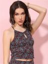Tokyo Talkies Print Halter Neck Jacquard Top...