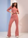 Tokyo Talkies Rust Twisted vCrop Top & Trouser Co-Ord Set...