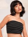 Tokyo Talkies Striped Tube Crop Top...