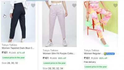 Tokyo Talkies Trousers Upto 86% off| Start At Rs 190