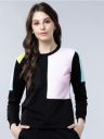 Tokyo Talkies Women Black & Pink Colourblocked Sweatshirt...