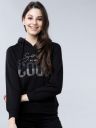 Tokyo Talkies Women Black Printed Hooded Sweatshirt...