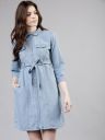 Tokyo Talkies Women Blue Denim Shirt Dress...