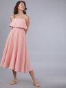 Tokyo Talkies Women Peach-Coloured Solid Fit and Flare Dress...