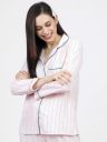 Tokyo Talkies Women Pink & Green Striped Sleep Shirt...