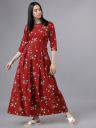 Tokyo Talkies Women Rust Floral Print Maxi Dress...