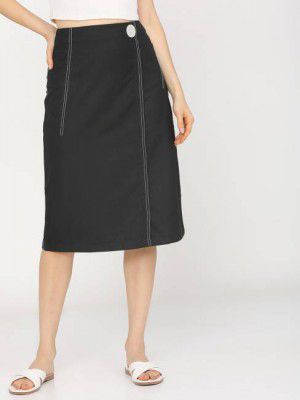 Tokyo Talkies Women Solid A-line Black Skirt