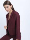 Tokyo Talkies  Women Solid Single Breasted Party Blazer  (Maroon)...