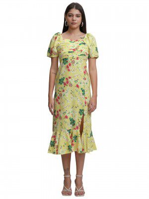 Tokyo Talkies Women's Elegant Floral A-Line Midi Dress
