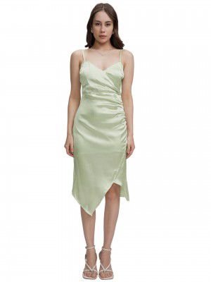 Tokyo Talkies Women's Elegant Shoulder Strap Ruched Sheath Dress