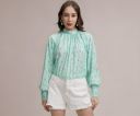 Tokyo Talkies Women's Floral Print Blouson Top | High Neck | Cuffed Sleeves ...