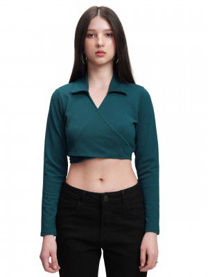 Tokyo Talkies Women's Ribbed Fitted Crop Top | Full | Women Crop Top