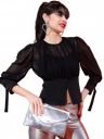 Tokyo Talkies Women's Sheer Cinched Waist Top...