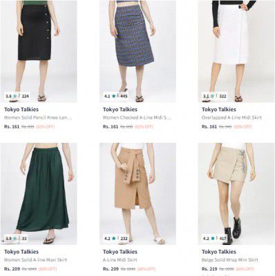 Tokyo Talkies Women's Skirts start from ₹167
