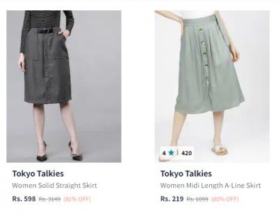 Tokyo Talkies Womens Skirt Upto 81% OFF