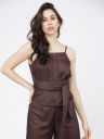 Tokyo TalkiesWomen Brown Tie Up Strappy Top...