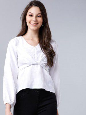 Tokyo TalkiesWomen White Solid Empire Top