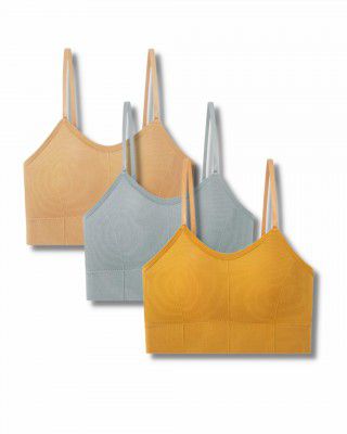 Tom & Gee Bralettes Girls Sports Yoga Crop Top Push Up Wire Free Women Bra, Pack of 3 Pcs
