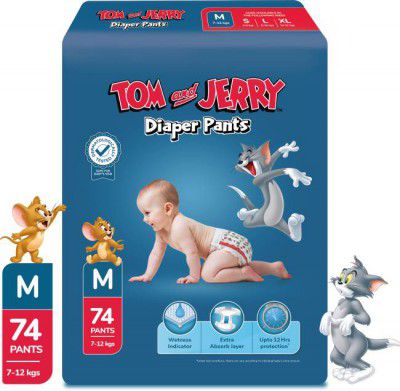 TOM & JERRY Diaper Pants with Wetness Indicator - M  (74 Pieces)