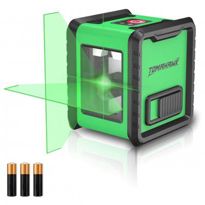 TOMAHAWK® TLC-2315-2 Line laser leveller | Compact 2 Green Line Laser Level - 98ft Green Cross Self-Levelling Laser Line for Construction 