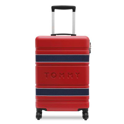 Tommy Hilfiger Las Vegas Unisex Polyester Hard Luggage - Red+Navy, 57Cm Cabin Trolley Bag