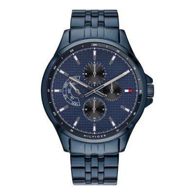 Tommy Hilfiger Mens 46.3 mm Shawn Blue Dial Stainless Steel Watch - NCTH1791618
