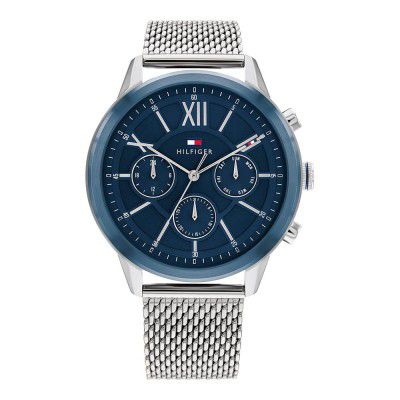Tommy Hilfiger Morrison Quartz Multifunction Blue Dial Silver Stainless Steel Strap Watch for Men