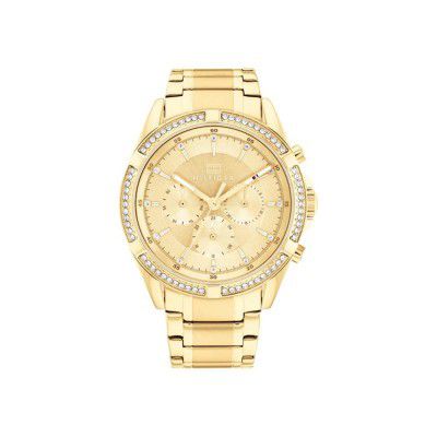 Tommy Hilfiger Quartz Analog Champagne Dial Stainless Steel Strap Watch for Women-NETH1782556