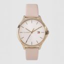 Tommy Hilfiger Quartz Pink Dial Pink Leather Strap Analog Watch for Women...