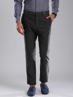 TOMMY HILFIGER Regular Fit Men Grey Pure Cotton Trousers