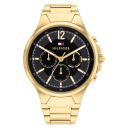 [Extra Rs.1580 OFF] Tommy Hilfiger Sienna Quartz Multifunction Black Dial Gold Stainless Steel Strap Watch for Women...