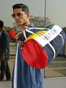 Tommy Hilfiger Unisex Navy Blue & Green Colourblocked Duffel Bag...