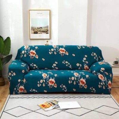 TONY STARK Polycotton Floral Sofa Cover  (Blue Pack of 1)