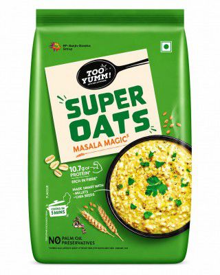 Too Yumm Oats Protein Super Oats Masala Magic | 10.7g Protein | Oats, Millets, Bajra, Jowar & Chia Seeds | 13.3g Dietary Fibre | 400g
