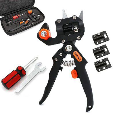 Toolwiz Professional Garden Fruit Tree Pruning Grafting Shears Grafting Tool 2 in 1 Scissors Cutting Tool Kit Set for Stem Vine Branch Twig Stock Plant