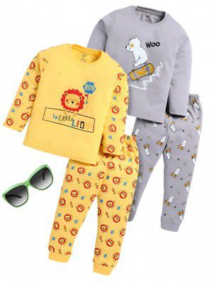 Toonyport Boys and Girls Casual Cotton Blended Top & Pant (Pack Of 2) (Multicolors)