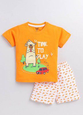 TOONYPORT Boys Casual T-shirt Shorts (Orange)