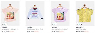 Toothless Kids Wear minimum 80% off Starting @ ₹132