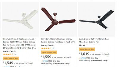 Top Brand Ceiling Fans Up to 65% off