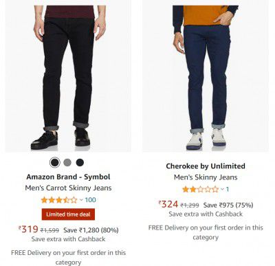 Top Brands Men's Jeans From ₹319
