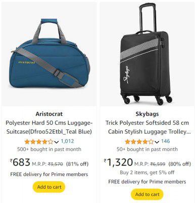Top Brands Travel begs up to 83% Off