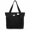 TOPDesign Stylish Canvas Tote Bag with an External Pocket, Top Zipper Closure, Daily Essentials (Black)...