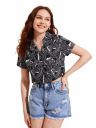 TOPLOT V-Collar Printed Crop Shirt for Women with Short Sleeves...